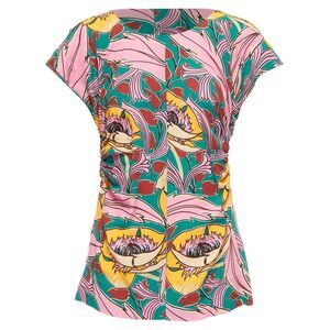 Marni floral print red side cap sleeve top